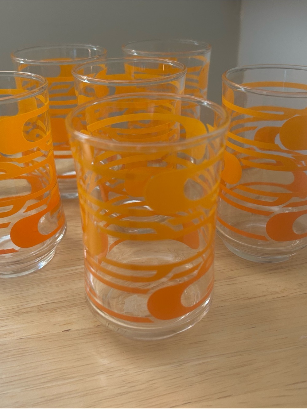 Libbey Orange Retro Swirl Glass Tumblers - Set of 6